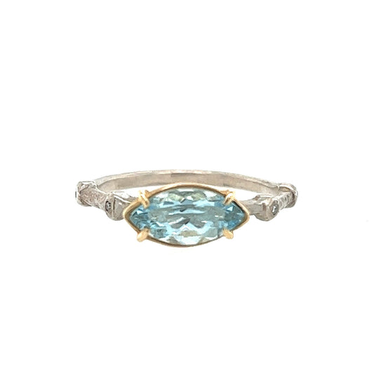 The Libby Marquise- Aquamarine, 14k yellow & sterling silver