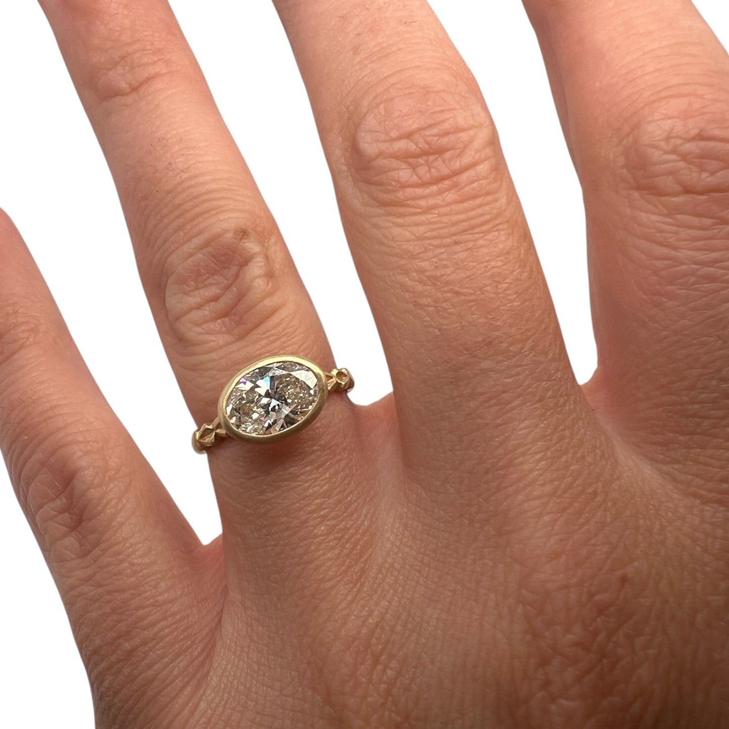 The Fancy-2.01ct Oval LAB diamond & 14k yellow gold