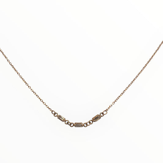 Baguette Necklace- LAB diamonds & 14k Yellow Gold