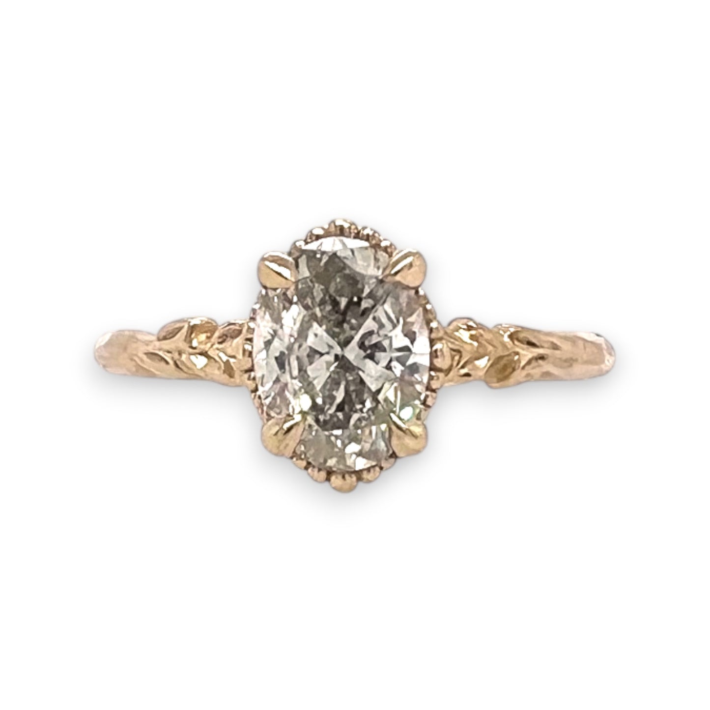 The Garden- 1.2ct Oval reclaimed diamond & 14k yellow gold