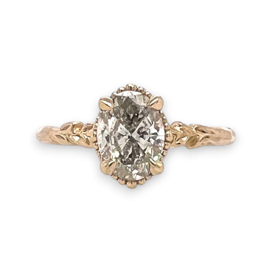 The Garden- 1.2ct Oval reclaimed diamond & 14k yellow gold