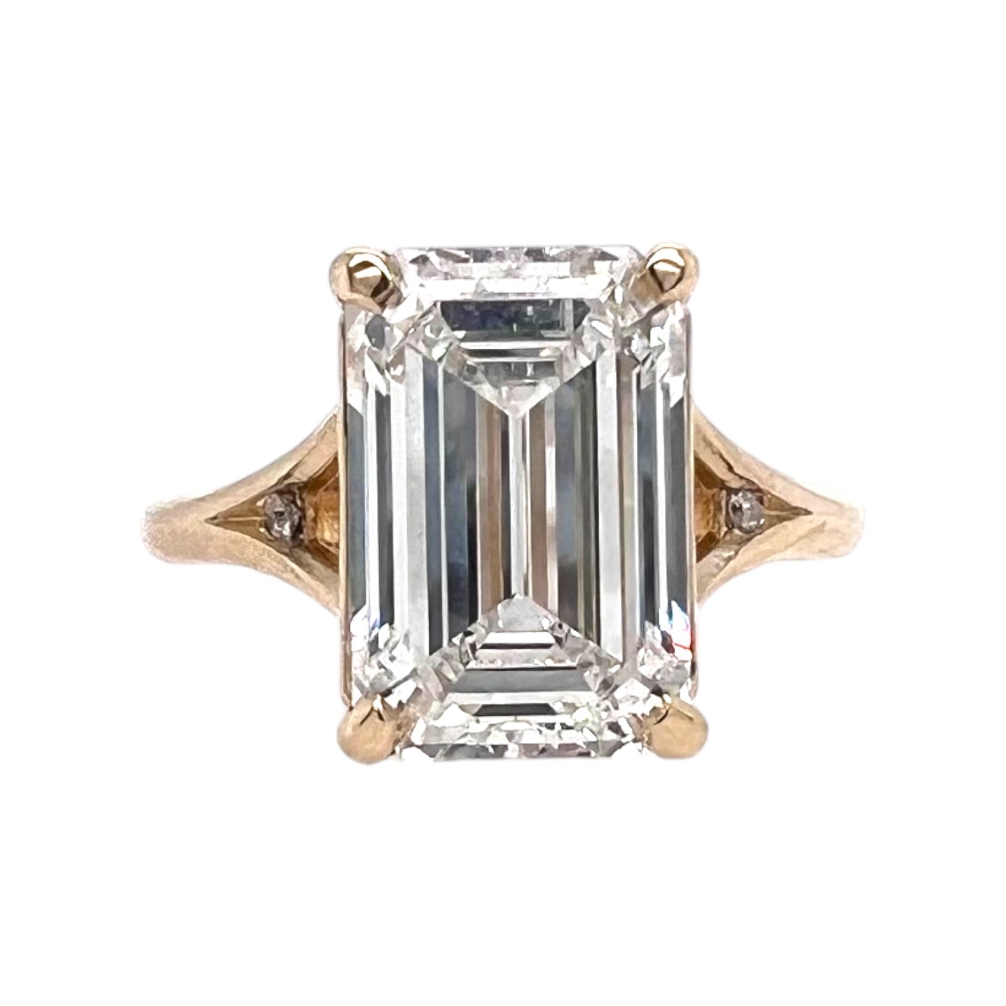 Split Shank Sparkler- 3.98ct Lab diamond & 14k Yellow Gold