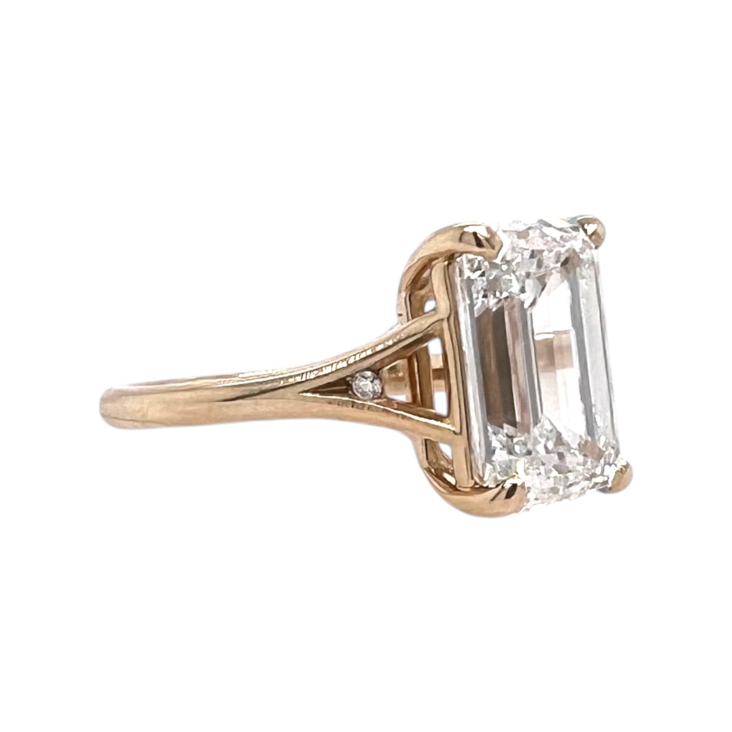 Split Shank Sparkler- 3.98ct Lab diamond & 14k Yellow Gold