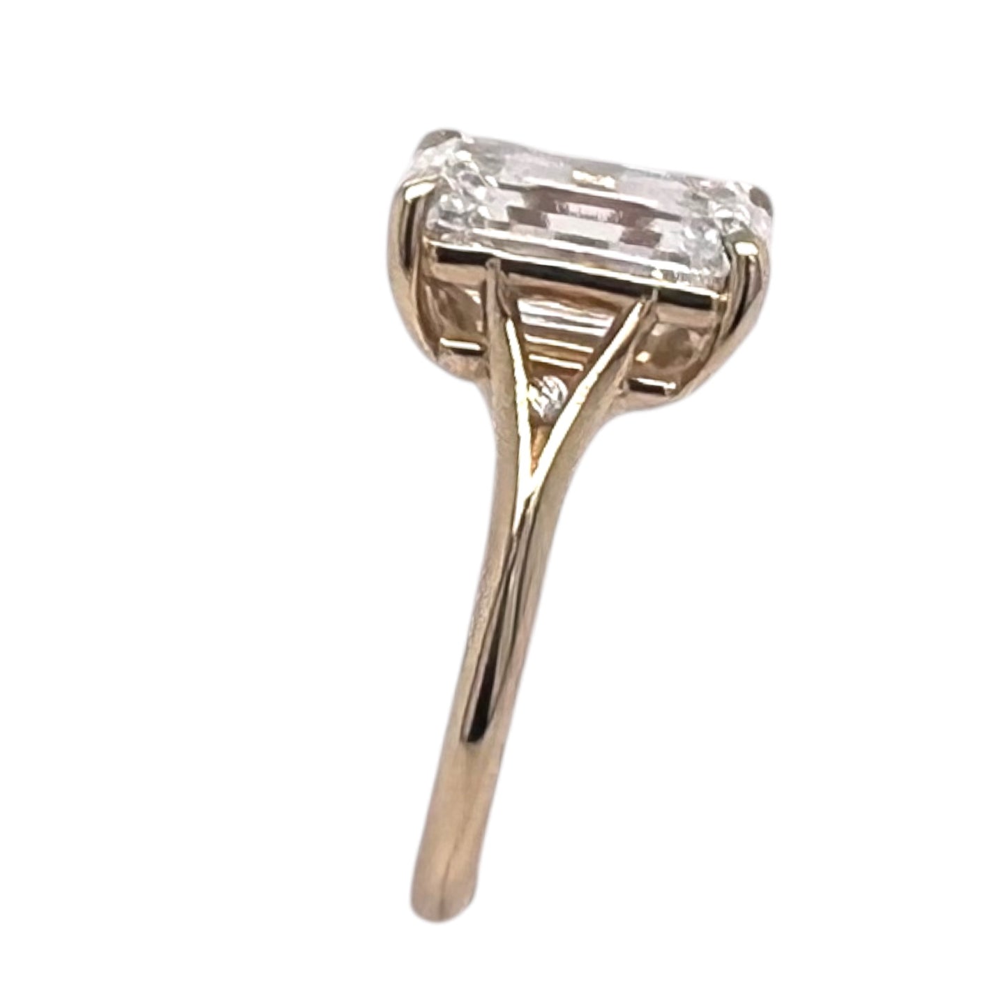 Split Shank Sparkler- 3.98ct Lab diamond & 14k Yellow Gold