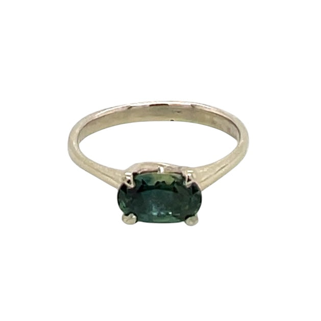 The Woven Tapered Solitaire- Australian Sapphire & 14k White Gold