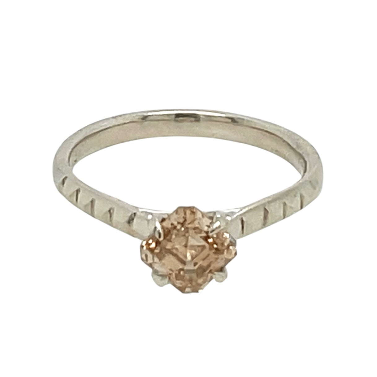 The Step Up Solitaire-Canadian champagne diamond & 14k White Gold