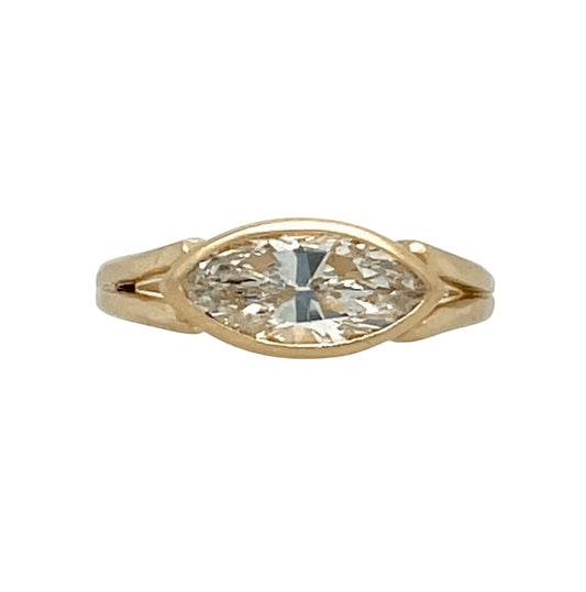 The East West Marquise Split- 1.43ct reclaimed diamond & 14k yellow gold