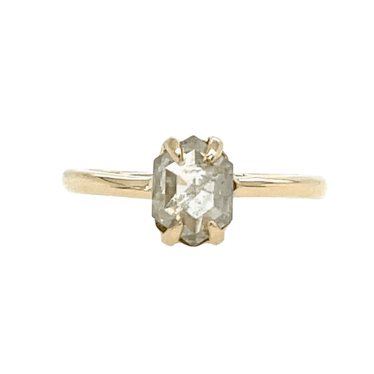 The Ice Hex Solitaire- .84ct, rosecut Ice diamond & 14k yellow gold