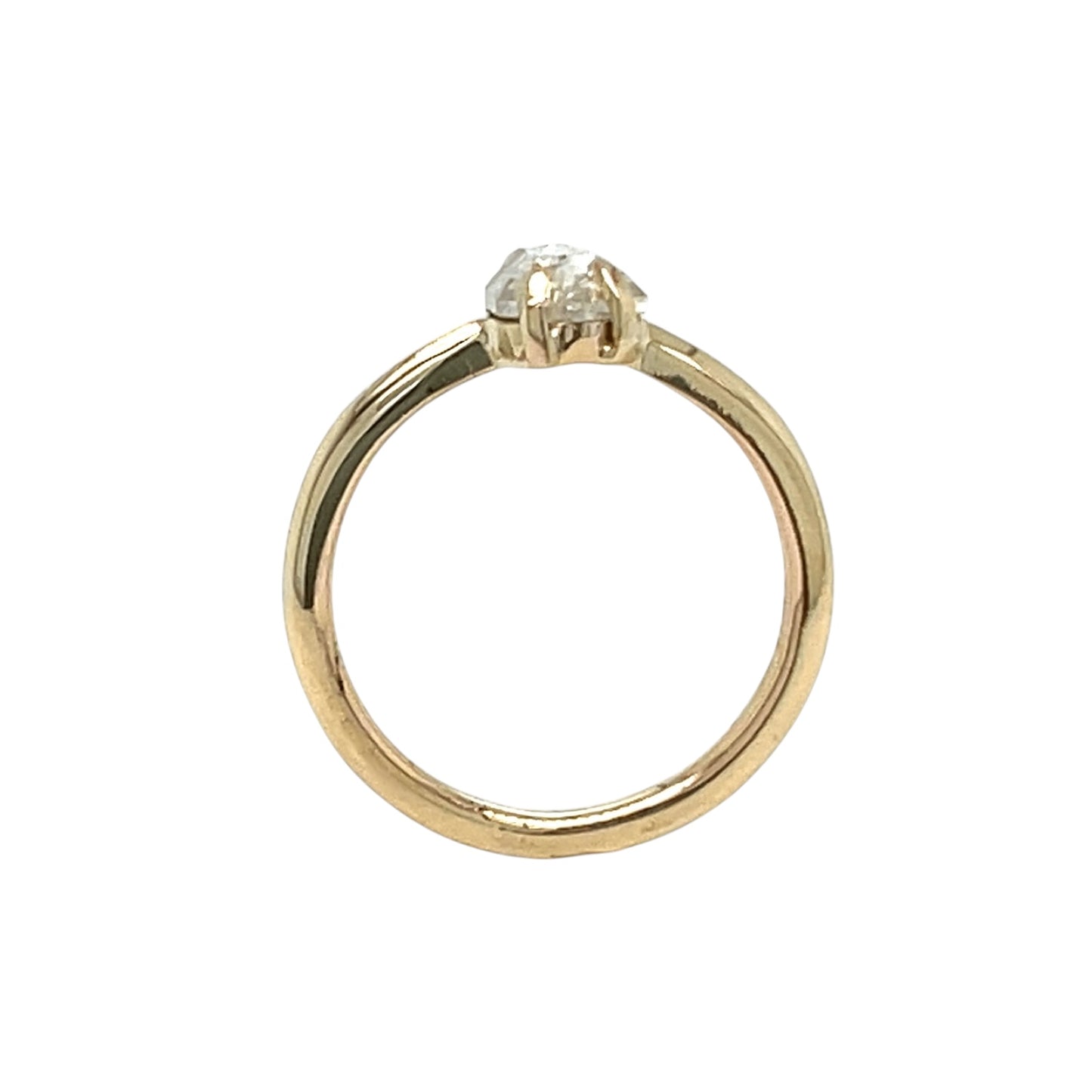 The Ice Hex Solitaire- .84ct, rosecut Ice diamond & 14k yellow gold