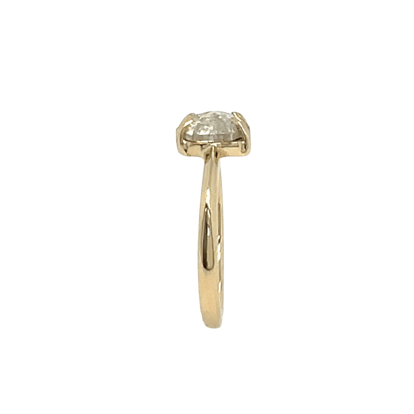 The Ice Hex Solitaire- .84ct, rosecut Ice diamond & 14k yellow gold