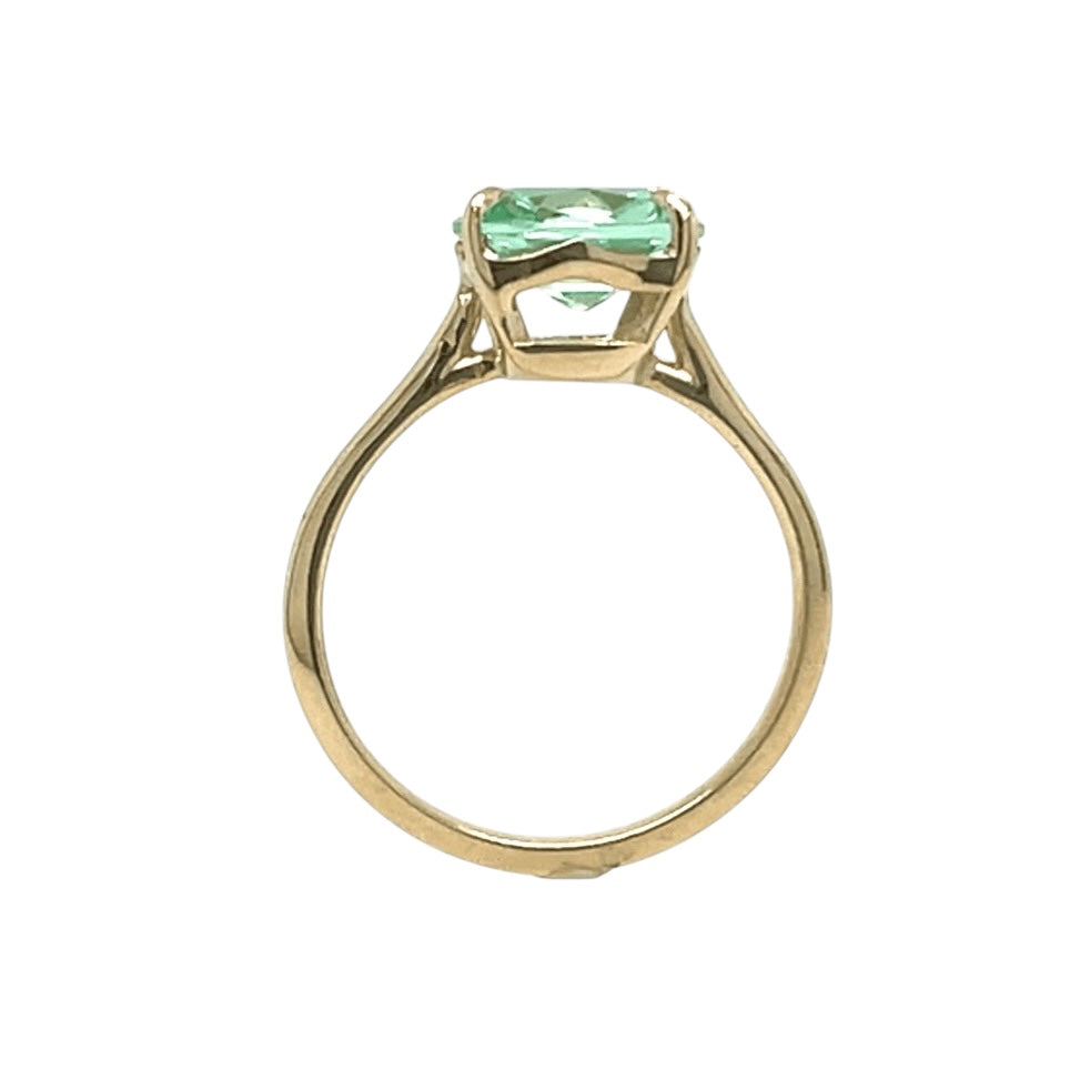 The East West Spring RIng- LAB green sapphire & 14k yellow gold