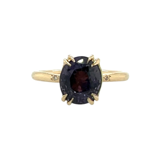 The Dainty Double- Color Change Purple Sapphire & 14k yellow gold