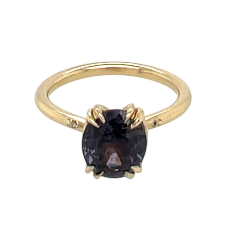 The Dainty Double- Color Change Purple Sapphire & 14k yellow gold