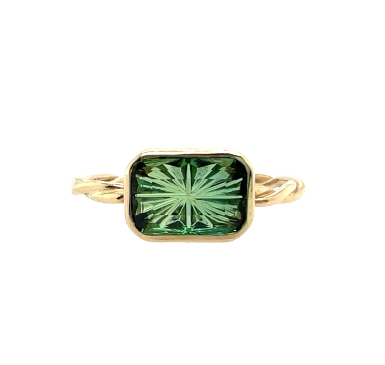 The Woodsy Whimsy- Fantasy cut Tourmaline & 14k yellow gold