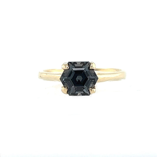 The Woven Tapered- Hexagon smoke spinel & 14k yellow gold
