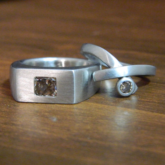 One of a kind wedding ring set for David and Brigid - e. scott originals