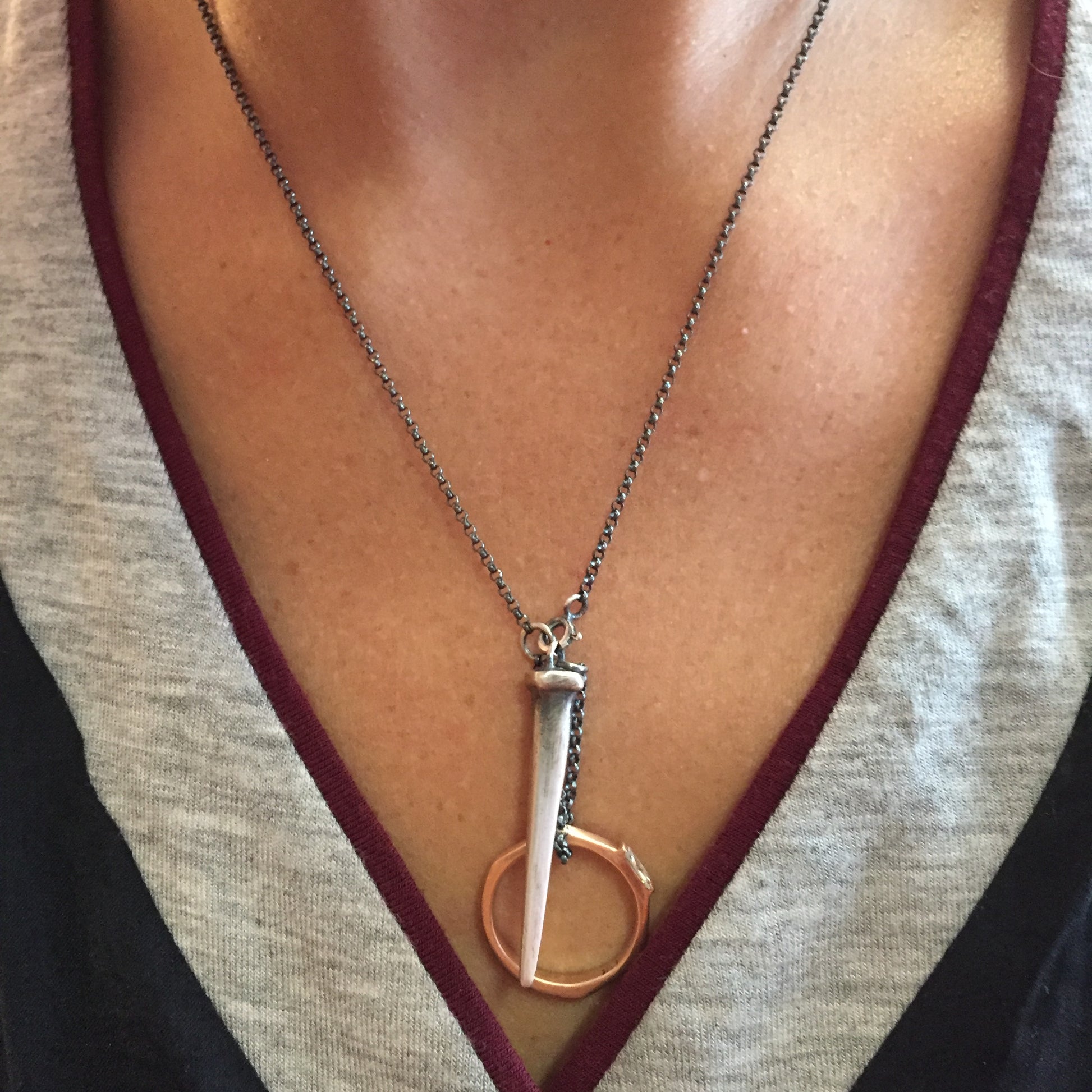 Black Ring Holder Necklace Mens Necklace To Hold Wedding Ring