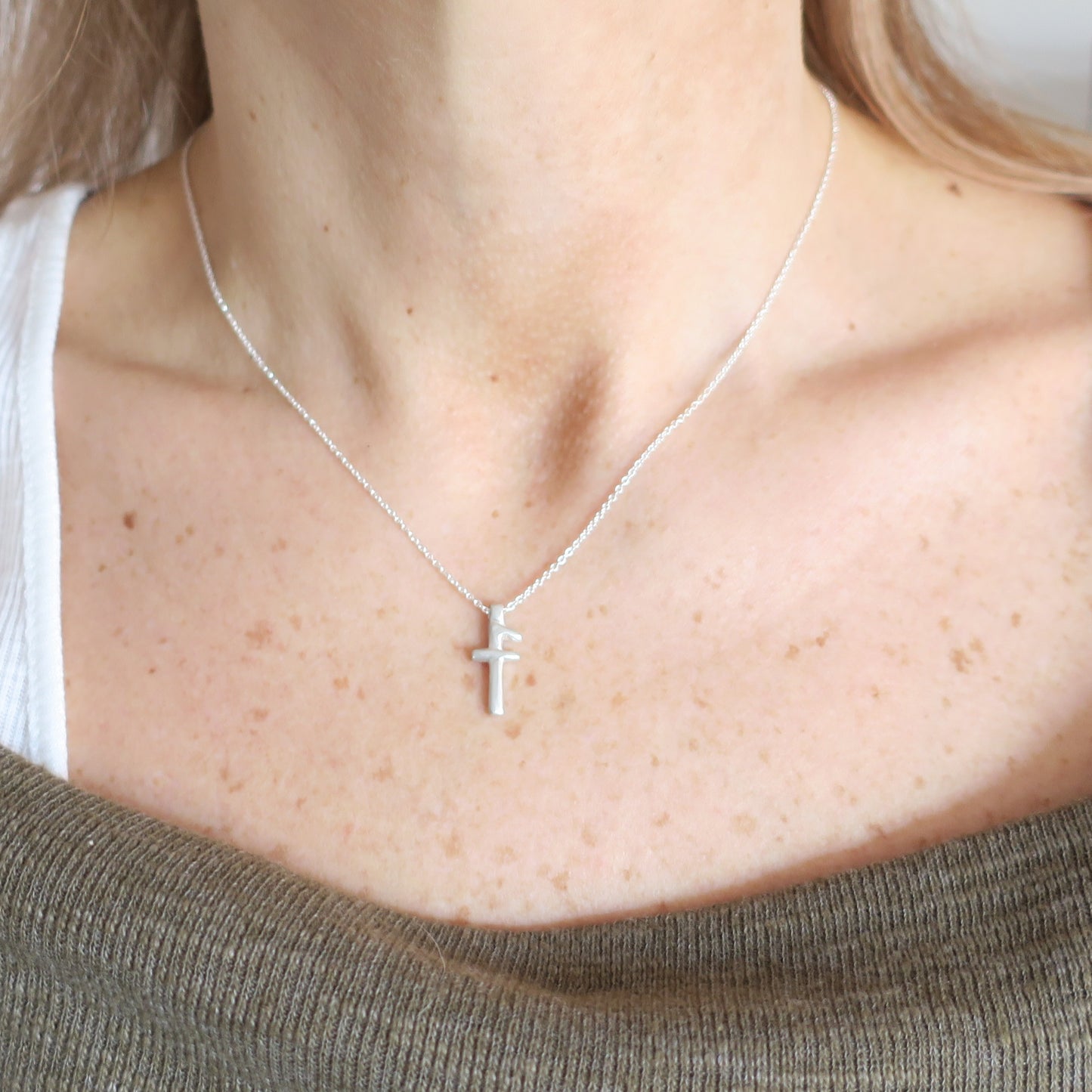 f - handwritten letter necklace