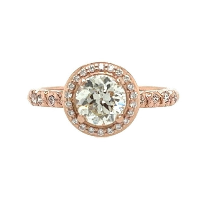 The Glimmer Halo- 1.01ct Old European DIamond & 14k Rose Gold