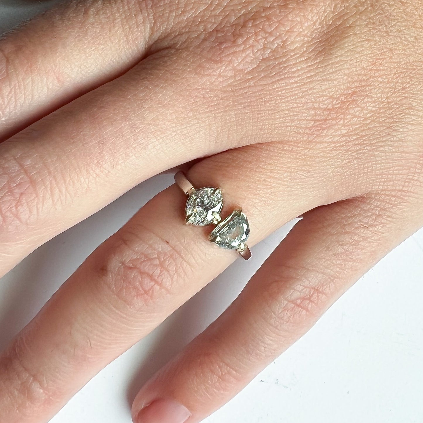The Night and Day- Salt & Pepper Diamond, Lab grown diamond, 14k yellow and white gold