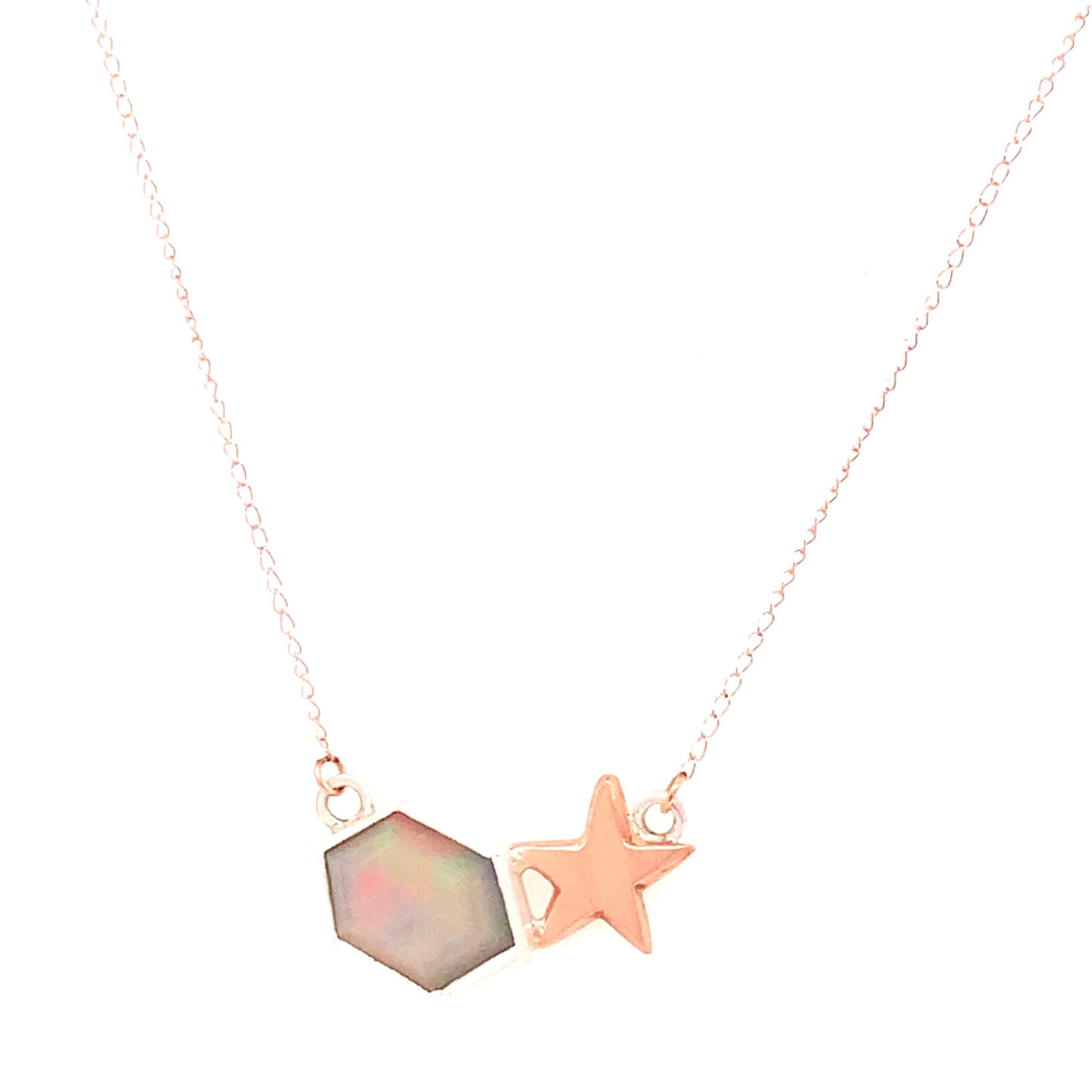 Aurora Necklace- Welo Opal, 14k Rose gold & Sterling Silver