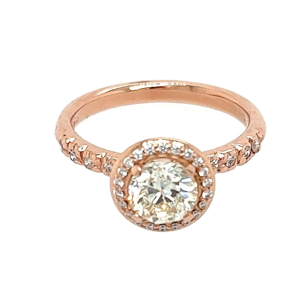 The Glimmer Halo- 1.01ct Old European DIamond & 14k Rose Gold