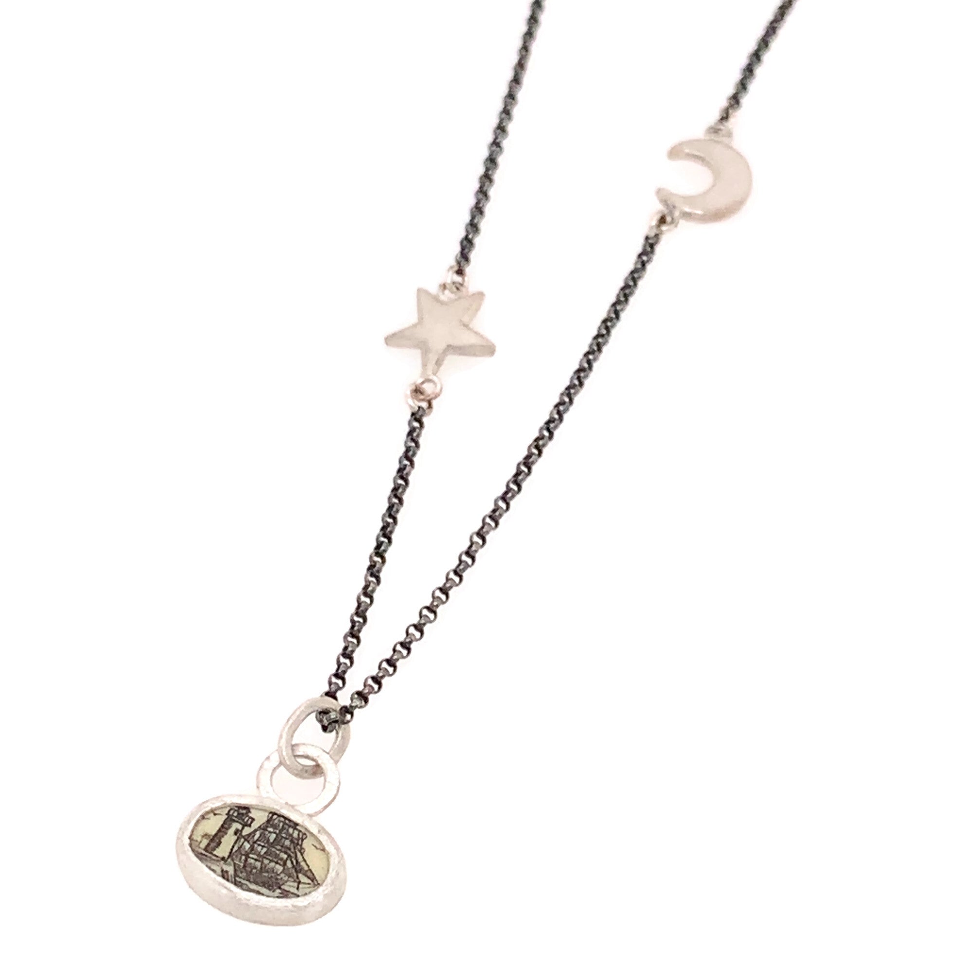 Sailors sky Scrimshaw Necklace- Sterling Silver – e. scott originals