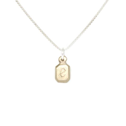 Lil' love letters custom tag necklace-14k Yellow Gold on silver chain