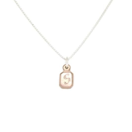 Lil' love letters custom tag necklace-14k Rose Gold on silver chain